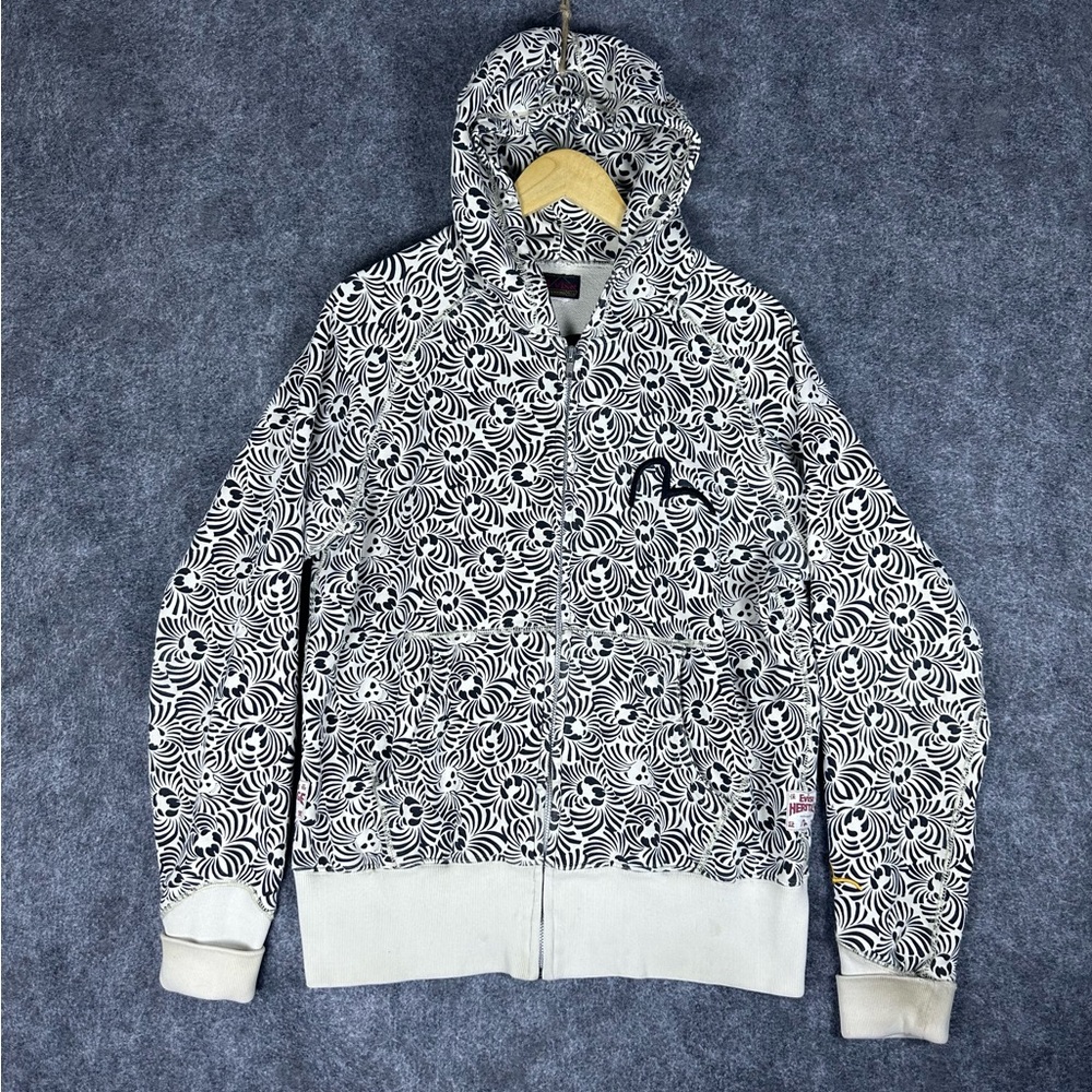 RARE Evisu Y2K 90’s Skulls Skeletons Zip Up Skater Hoodie Men’s Size 2XL